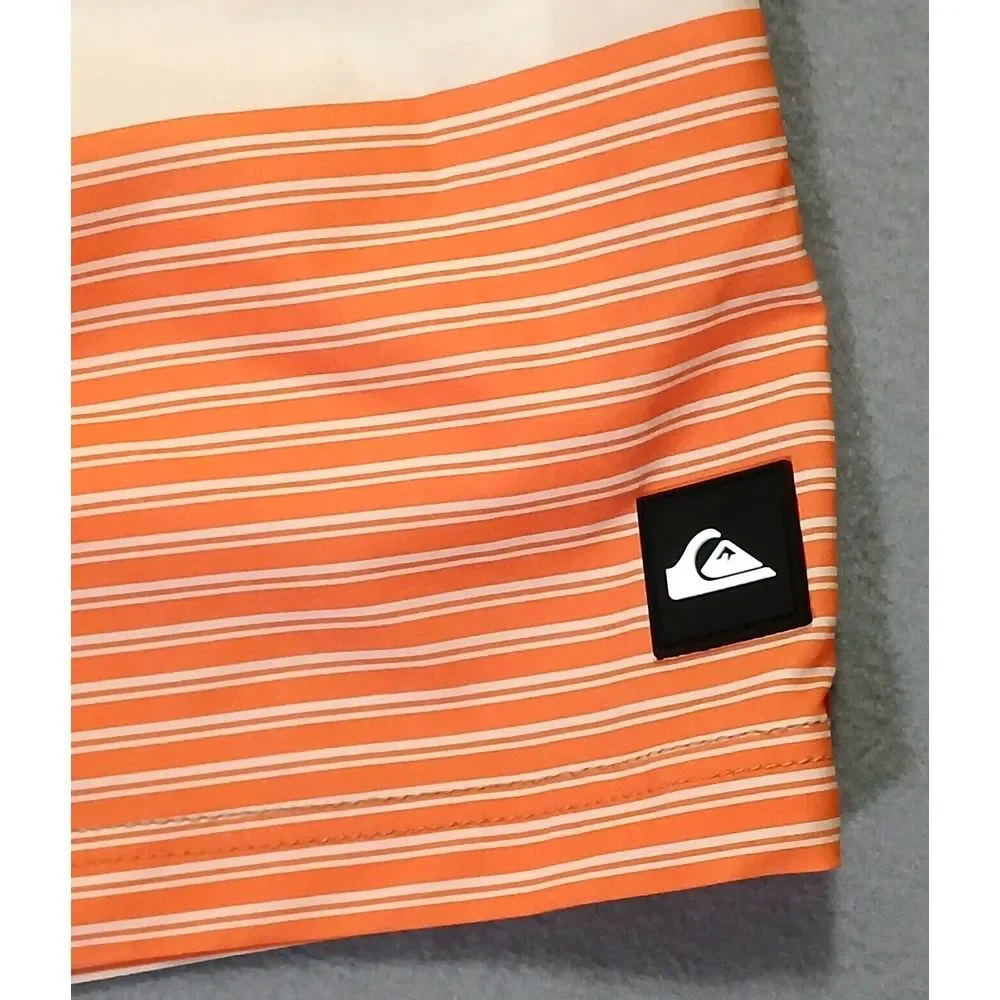 Quicksilver Board Shorts Mens XXL Orange Tan‎ Stretch Surf Swim Trunks 7